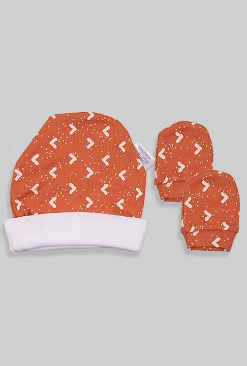 כפפות וכובע לתינוק - בסיס חום משולשים