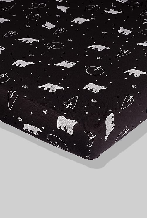 סדין שחור דובים - מיטת תינוק/מיטת מעבר
