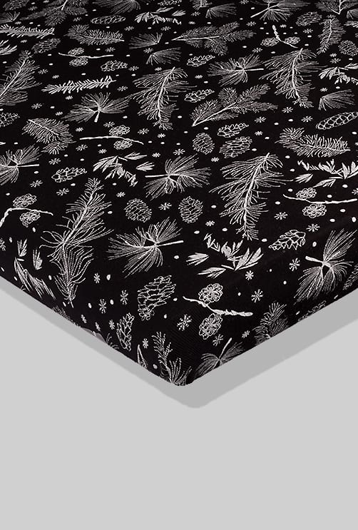 סדין שחור פרחים - מיטת תינוק/מיטת מעבר | עריסה | עגלת "אמבטיה"