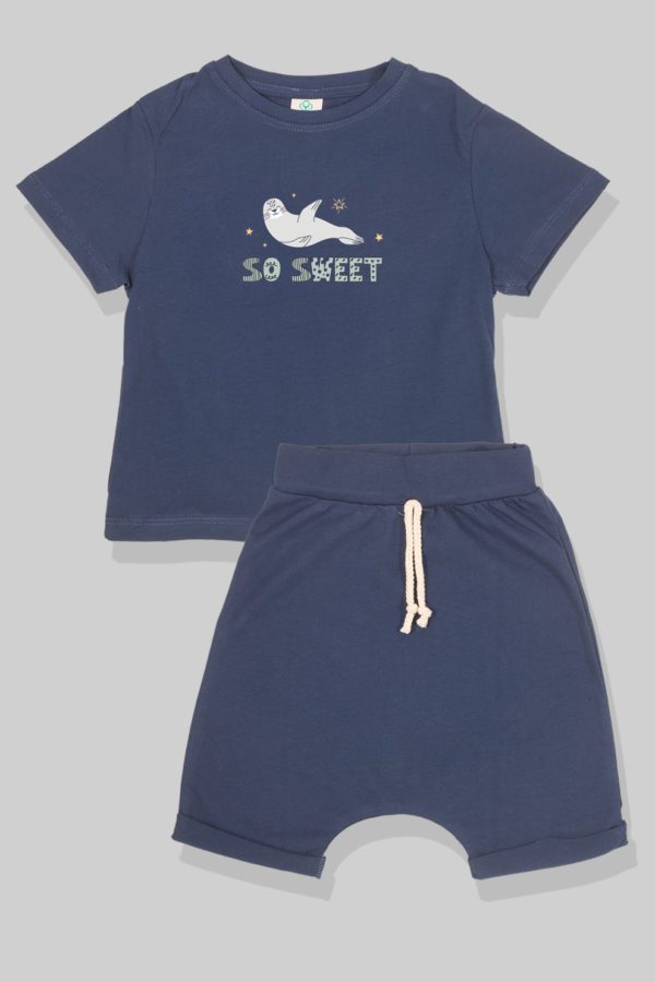 חליפת גן - סט חולצה ומכנס -  So Sweet - כחול (2-5 שנים)